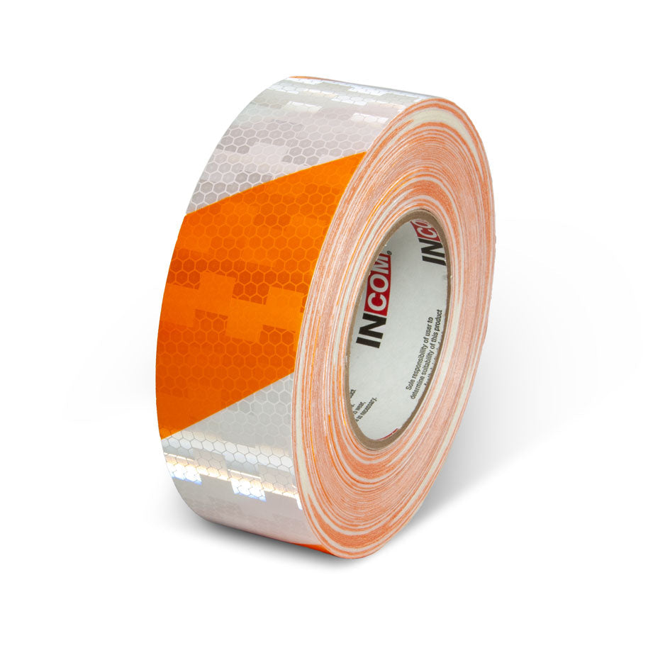 INCOM Prismatic Hazard Stripe Tape 150 ft Orange/White 2 in