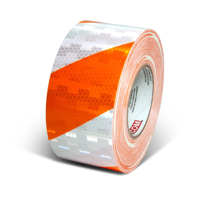 INCOM Prismatic Hazard Stripe Tape 150 ft Orange/White 3 in
