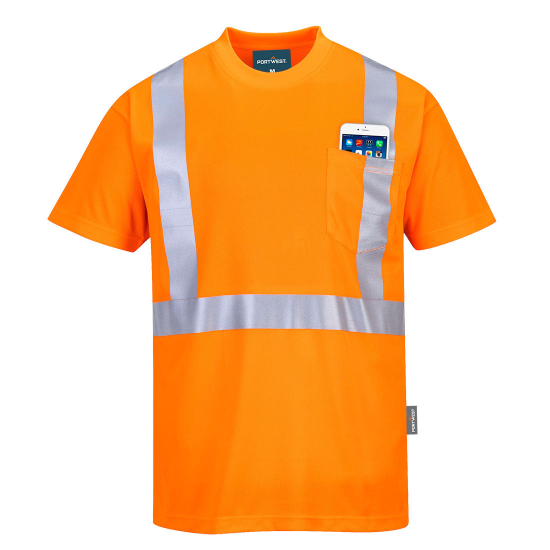 Portwest S190 Hi-Vis Pocket T-Shirt S/S - Orange, front