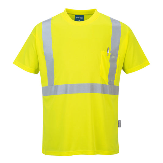 Portwest S190 Hi-Vis Pocket T-Shirt S/S - Yellow, front