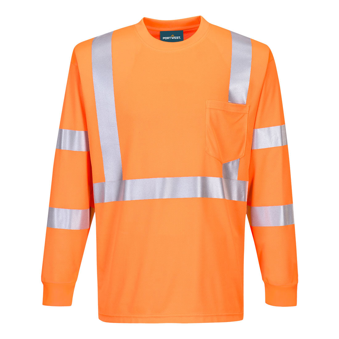 Portwest S192 Hi-Vis Pocket T-Shirt L/S - Orange, front