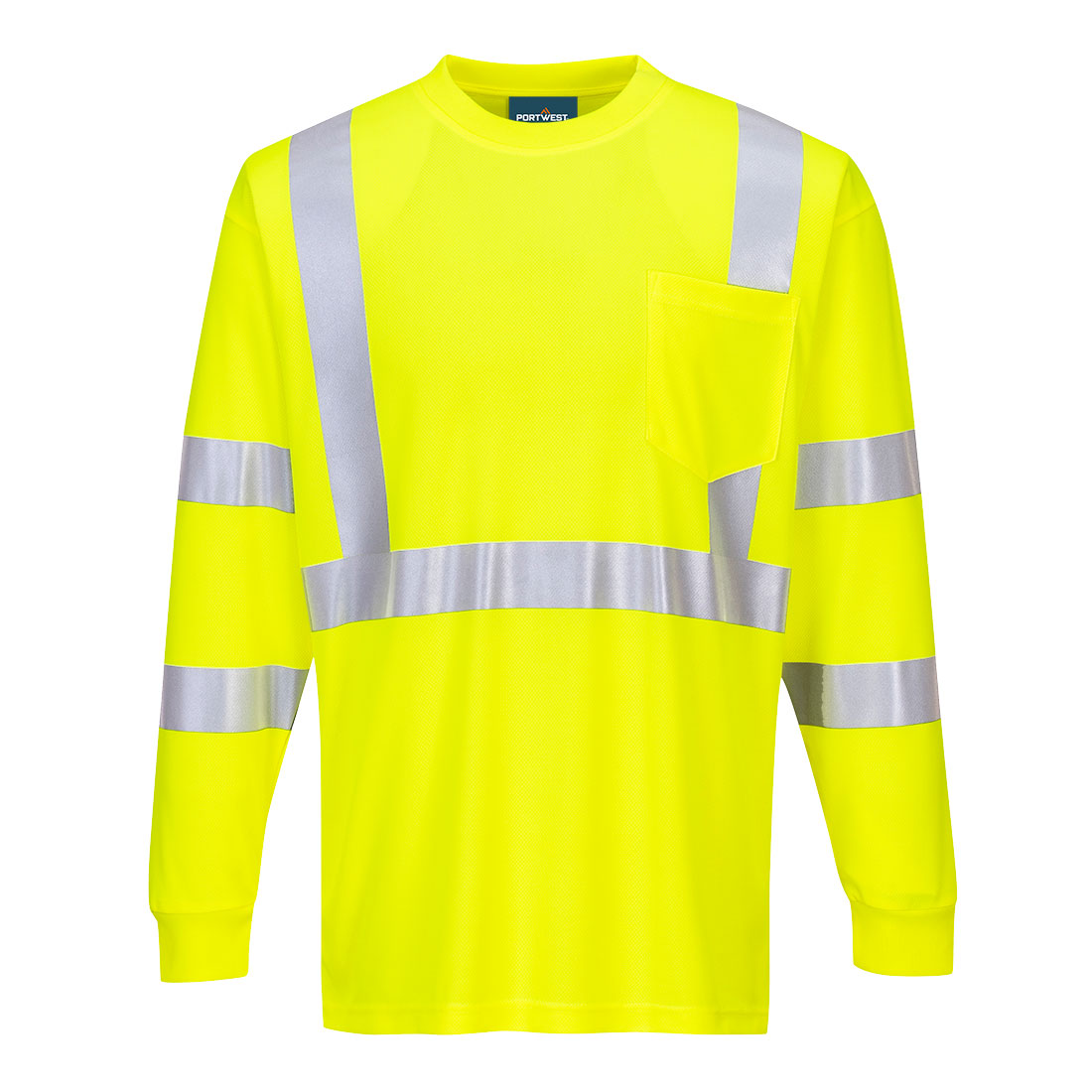 Portwest S192 Hi-Vis Pocket T-Shirt L/S - Yellow, front