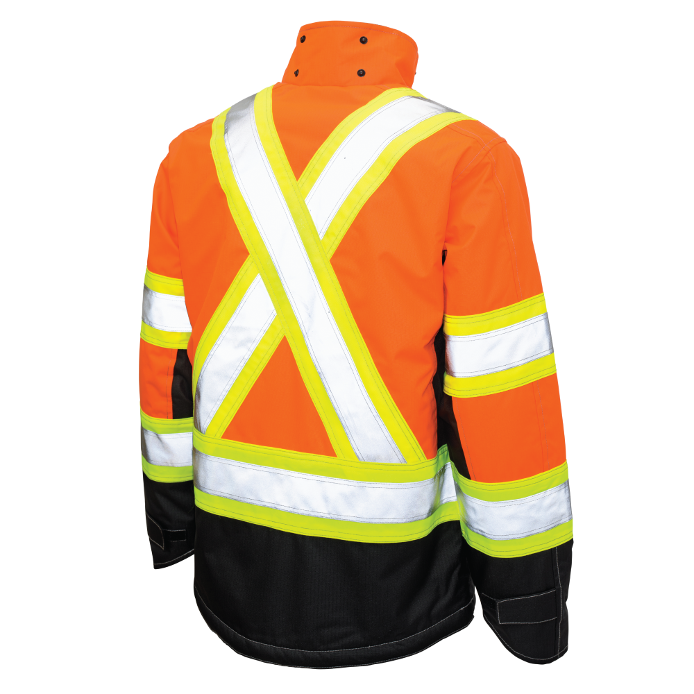 Tough Duck S245 Ripstop Fleece-Lined Safety Jacket - Fluorescent Orange