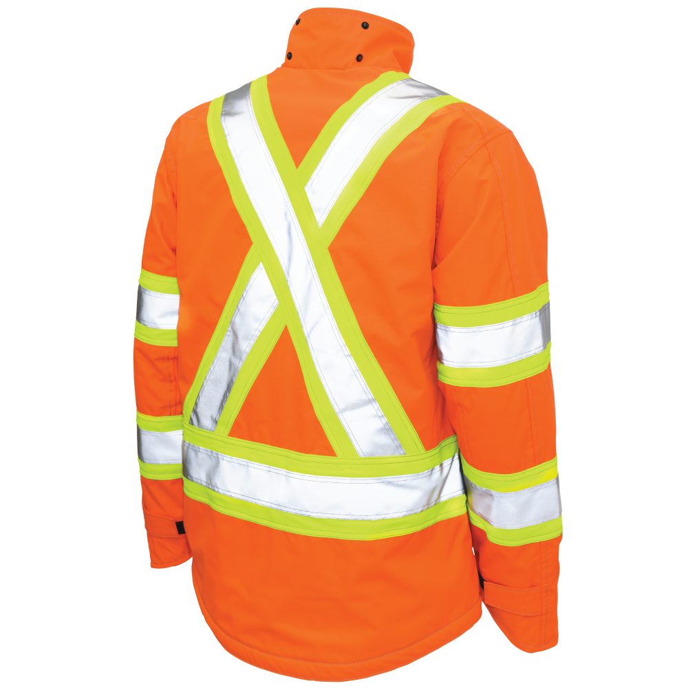 Tough Duck S245 Ripstop Fleece-Lined Safety Jacket - Solid Orange