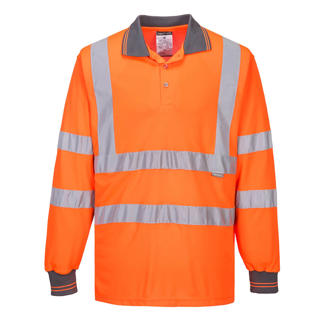 Portwest S277 Hi-Vis Long Sleeve Polo Shirt - Orange, front