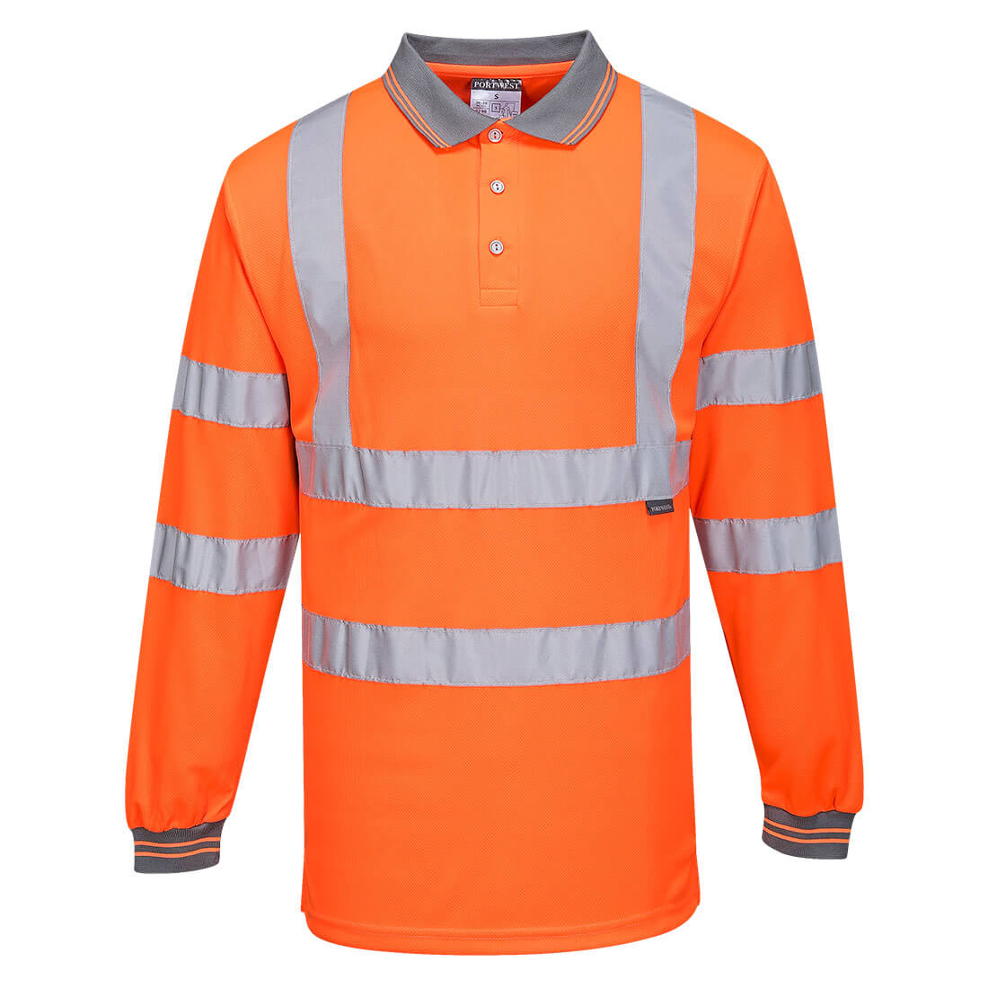 Portwest S277 Hi-Vis Long Sleeve Polo Shirt - Orange Tall, front