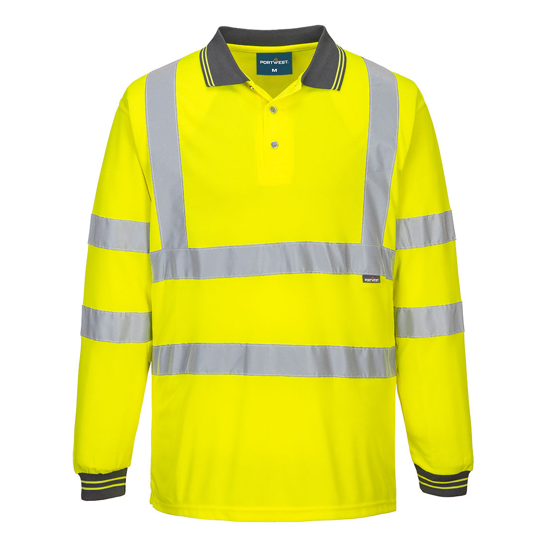Portwest S277 Hi-Vis Long Sleeve Polo Shirt - Yellow Tall, front