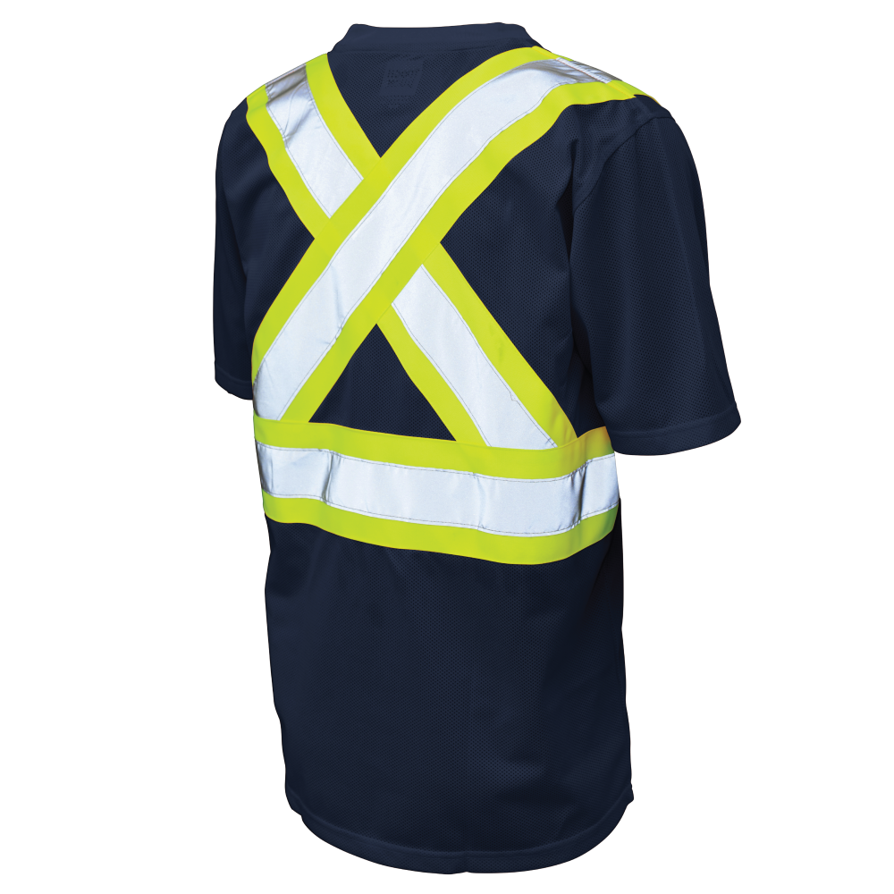 Tough Duck S392 Micro Mesh Short-Sleeve Safety T-Shirt with Pocket - Navy