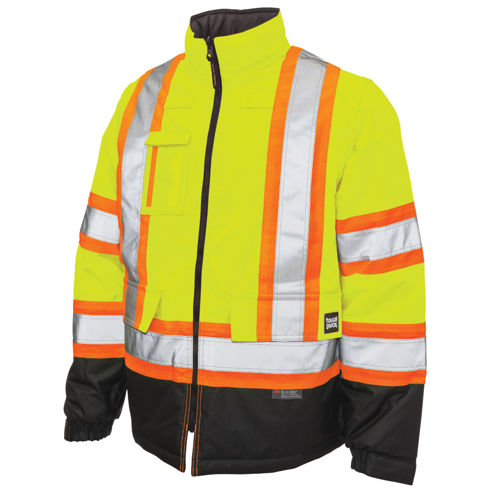 Tough Duck S426 Poly Oxford 5-In-1 Safety Jacket - Fluorescent Green
