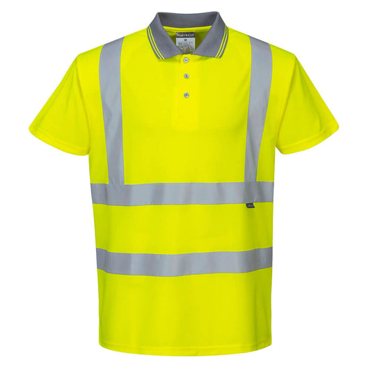 Portwest S477 Hi-Vis Polo Shirt S/S - Yellow Tall, front
