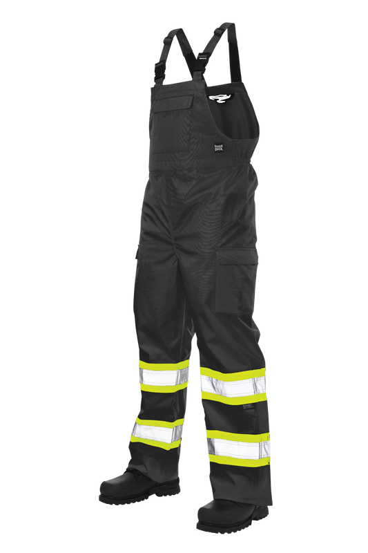 Tough Duck SB04 Ripstop Unlined Safety Rain Bib Overall Black