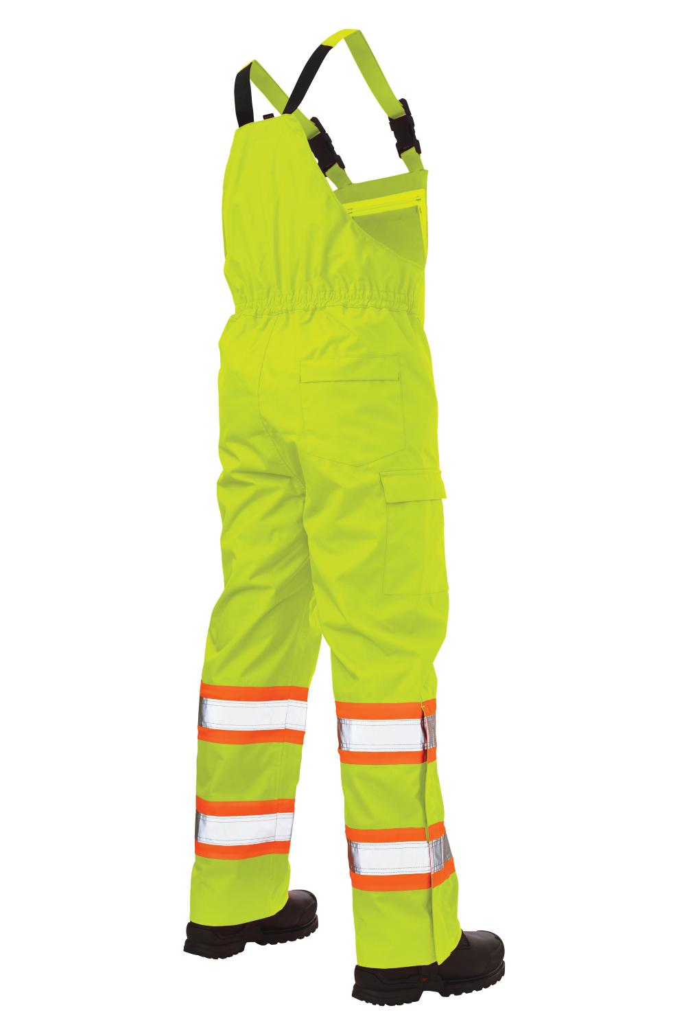 Tough Duck SB04 Ripstop Unlined Safety Rain Bib Overall - Fluorescent Green