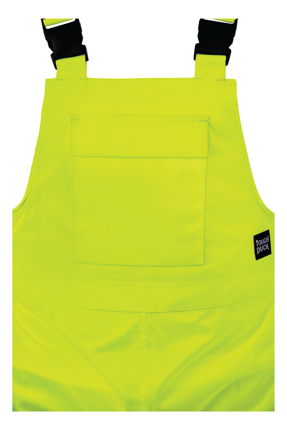 Tough Duck SB04 Ripstop Unlined Safety Rain Bib Overall - Fluorescent Green