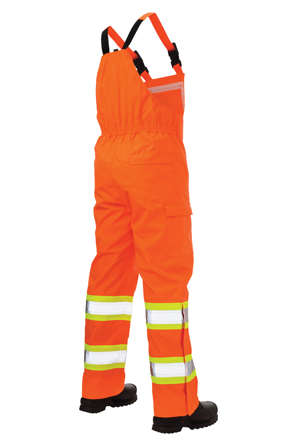 Tough Duck SB04 Ripstop Unlined Safety Rain Bib Overall - Fluorescent Orange