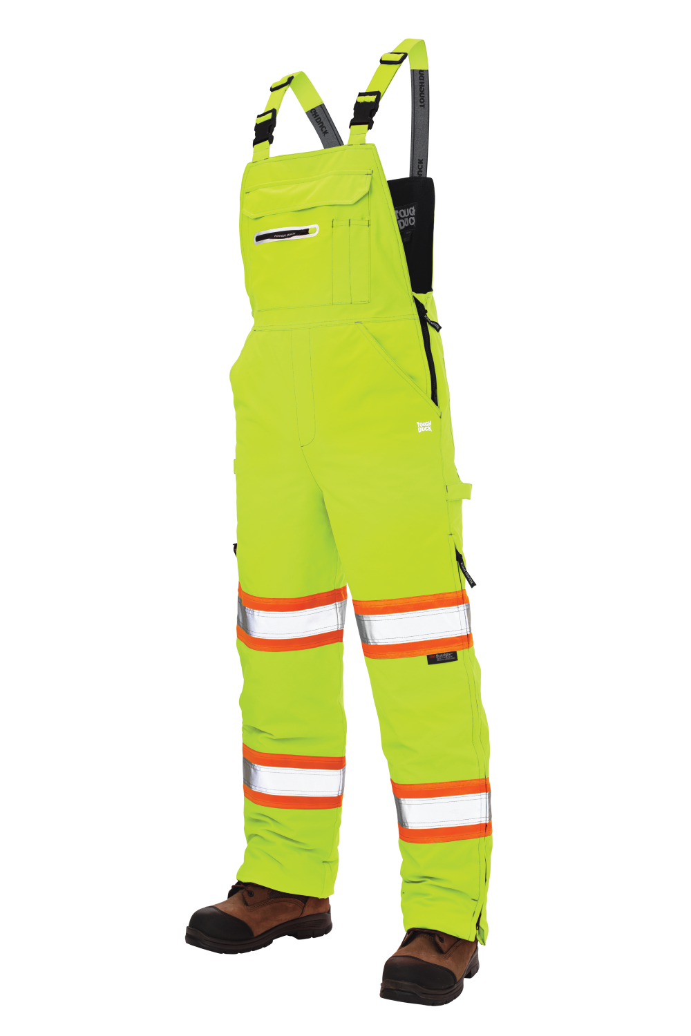 Tough Duck SB06 Tough Flex Safety Bib Overall - Fluorescent Green