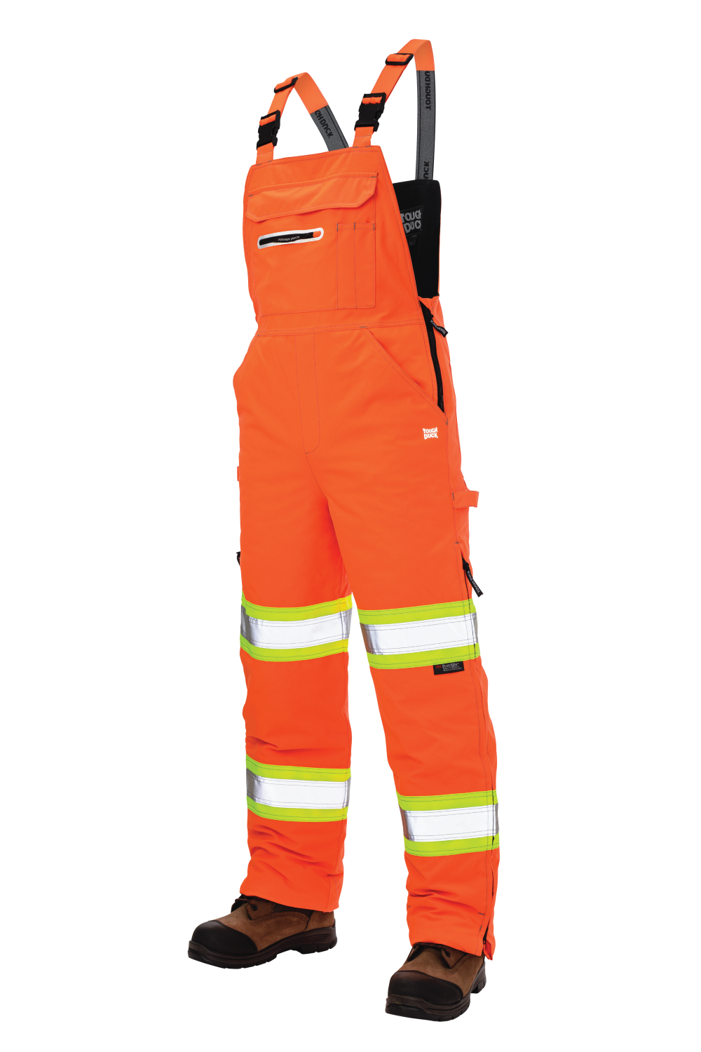Tough Duck SB06 Tough Flex Safety Bib Overall - Fluorescent Orange
