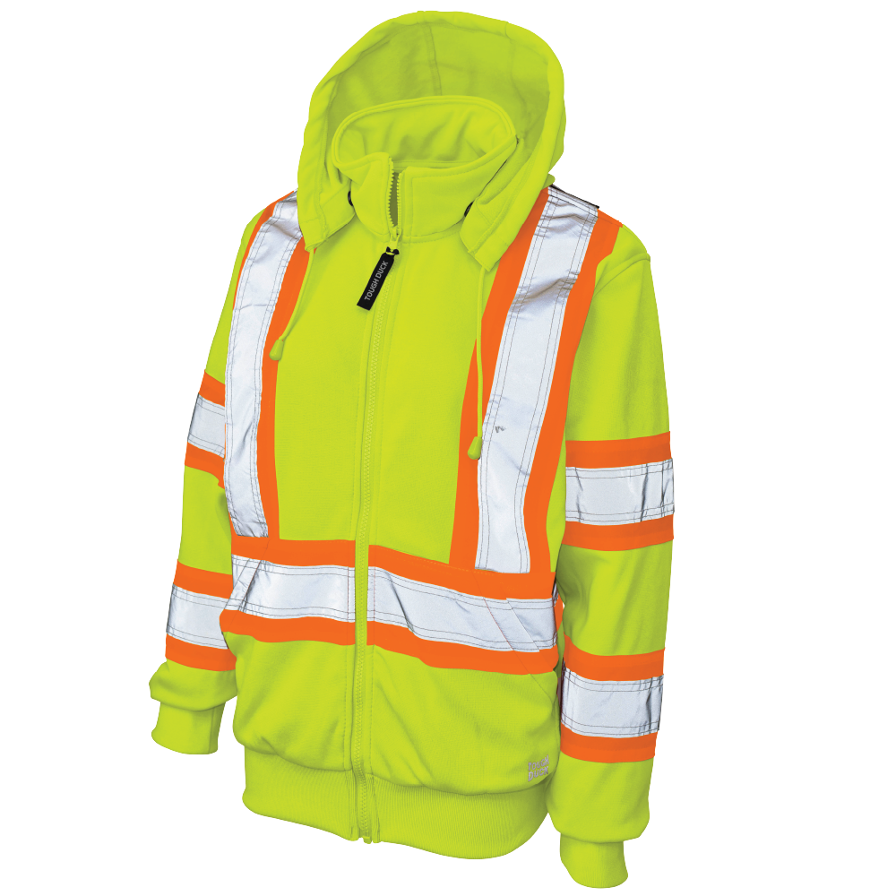 Tough Duck SJ42 Women's Fleece Safety Hoodie - Fluorescent Green