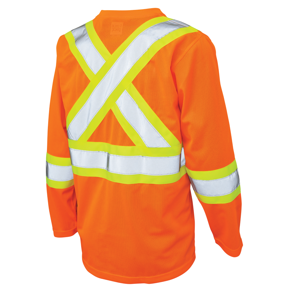 Tough Duck ST10 Micro Mesh Long-Sleeve Safety T-Shirt - Fluorescent Orange
