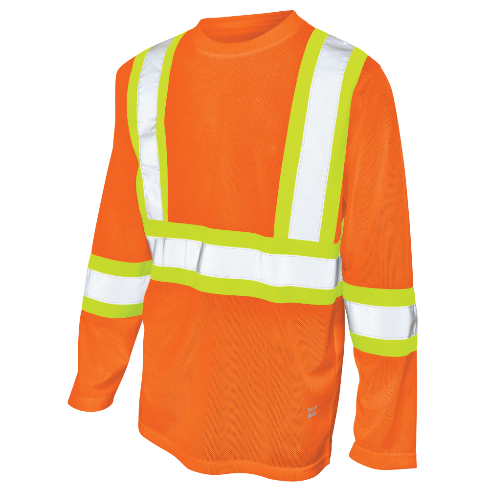 Tough Duck ST10 Micro Mesh Long-Sleeve Safety T-Shirt - Fluorescent Orange