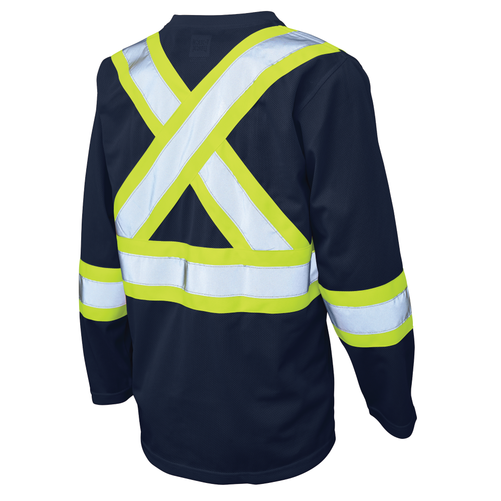 Tough Duck ST10 Micro Mesh Long-Sleeve Safety T-Shirt - Navy