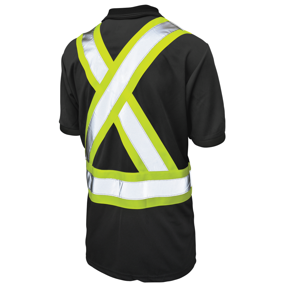 Tough Duck ST17 Birdseye Mesh Short-Sleeve Safety Polo Shirt Black