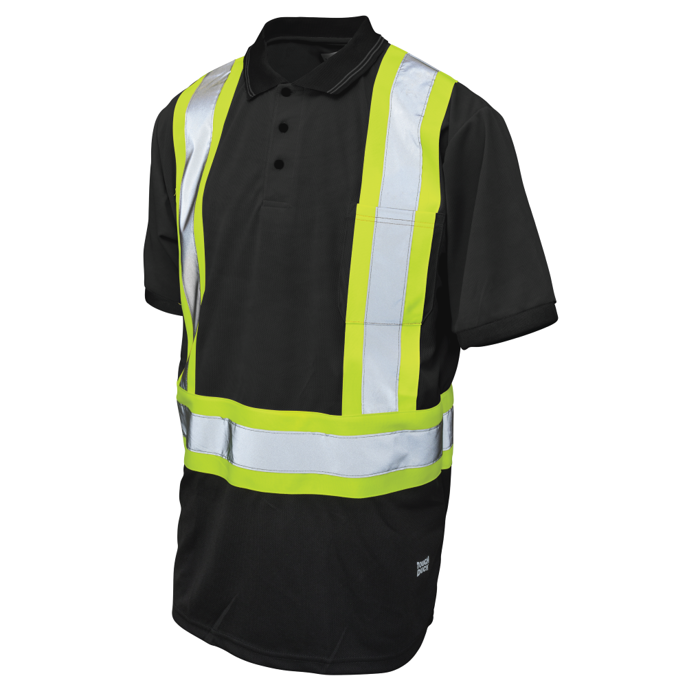 Tough Duck ST17 Birdseye Mesh Short-Sleeve Safety Polo Shirt Black