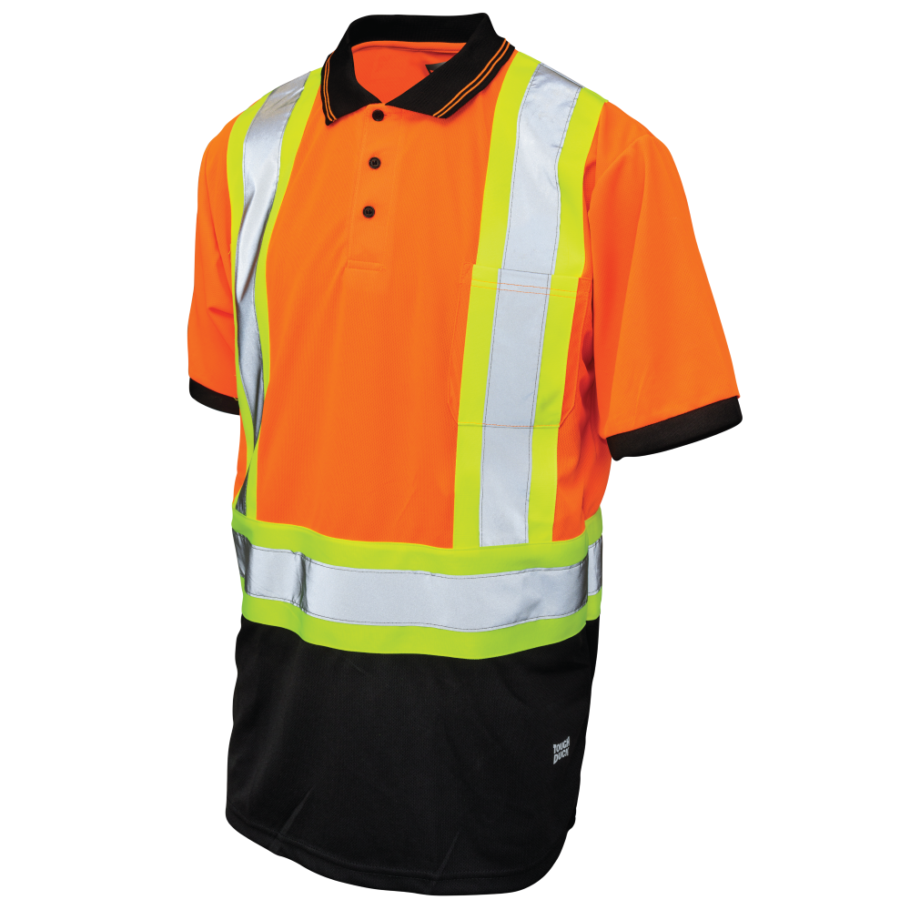 Tough Duck ST17 Birdseye Mesh Short-Sleeve Safety Polo Shirt - Fluorescent Orange