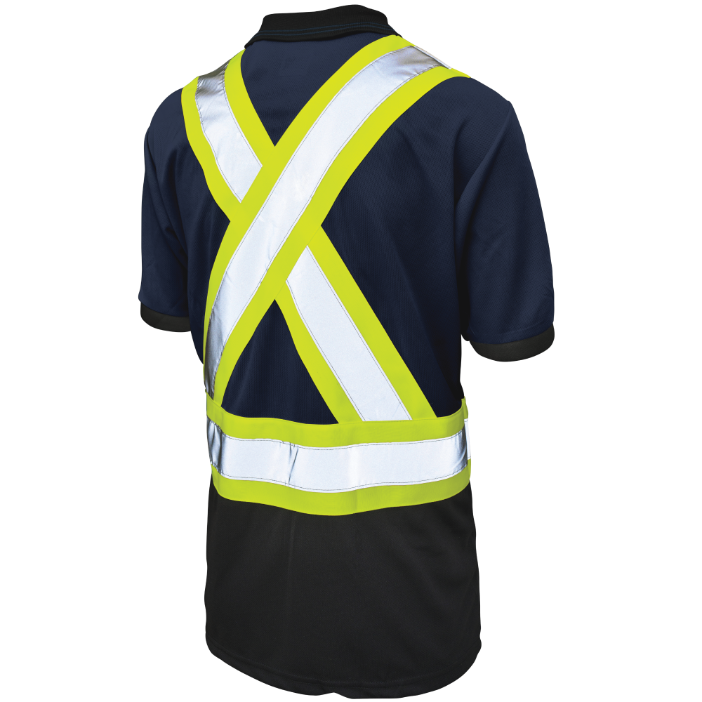 Tough Duck ST17 Birdseye Mesh Short-Sleeve Safety Polo Shirt - Navy