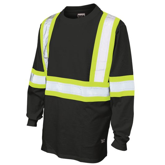 Tough Duck ST21 long-sleeve safety tee Black front