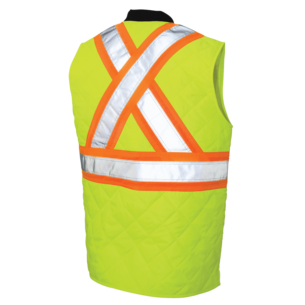 Tough Duck SV05 Quilted Safety Freezer Vest - Fluorescent Green