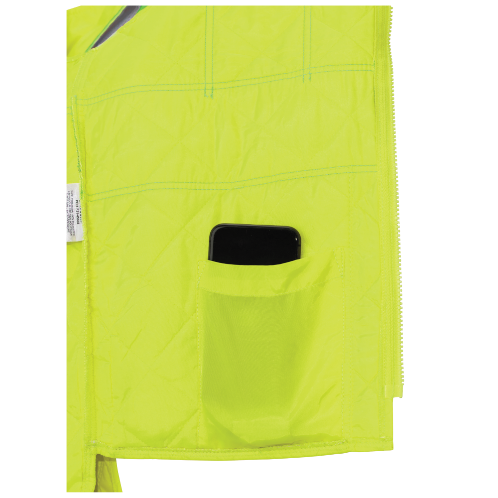 Tough Duck SV05 Quilted Safety Freezer Vest - Fluorescent Green