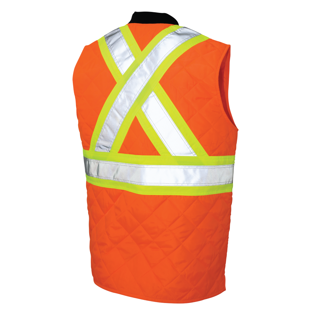 Tough Duck SV05 Quilted Safety Freezer Vest - Fluorescent Orange