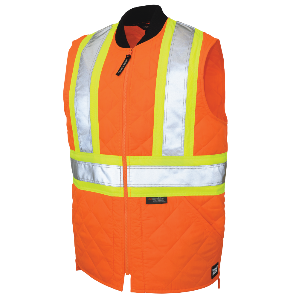 Tough Duck SV05 Quilted Safety Freezer Vest - Fluorescent Orange