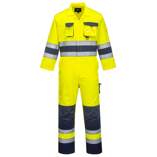 Portwest TX55 Nantes Hi-Vis Contrast Work Coverall - Yellow/Navy, front