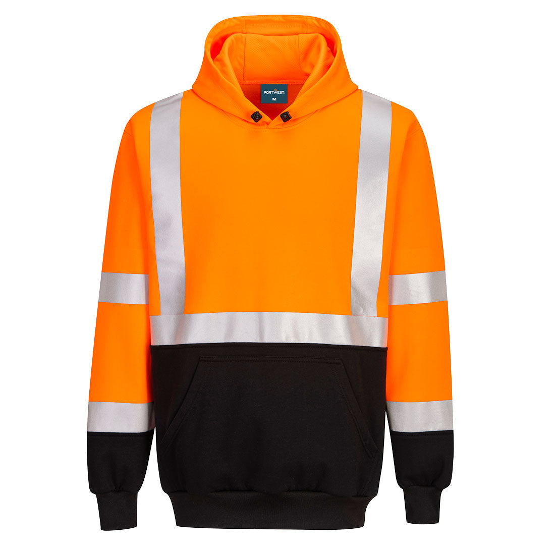 Portwest UB324 Two-Tone Hooded Sweatshirt - Orange/Black, front