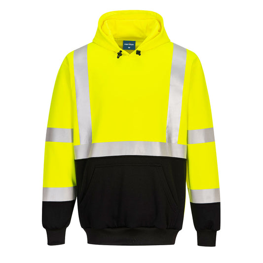 Portwest UB324 Two-Tone Hooded Sweatshirt - Yellow/Black, front