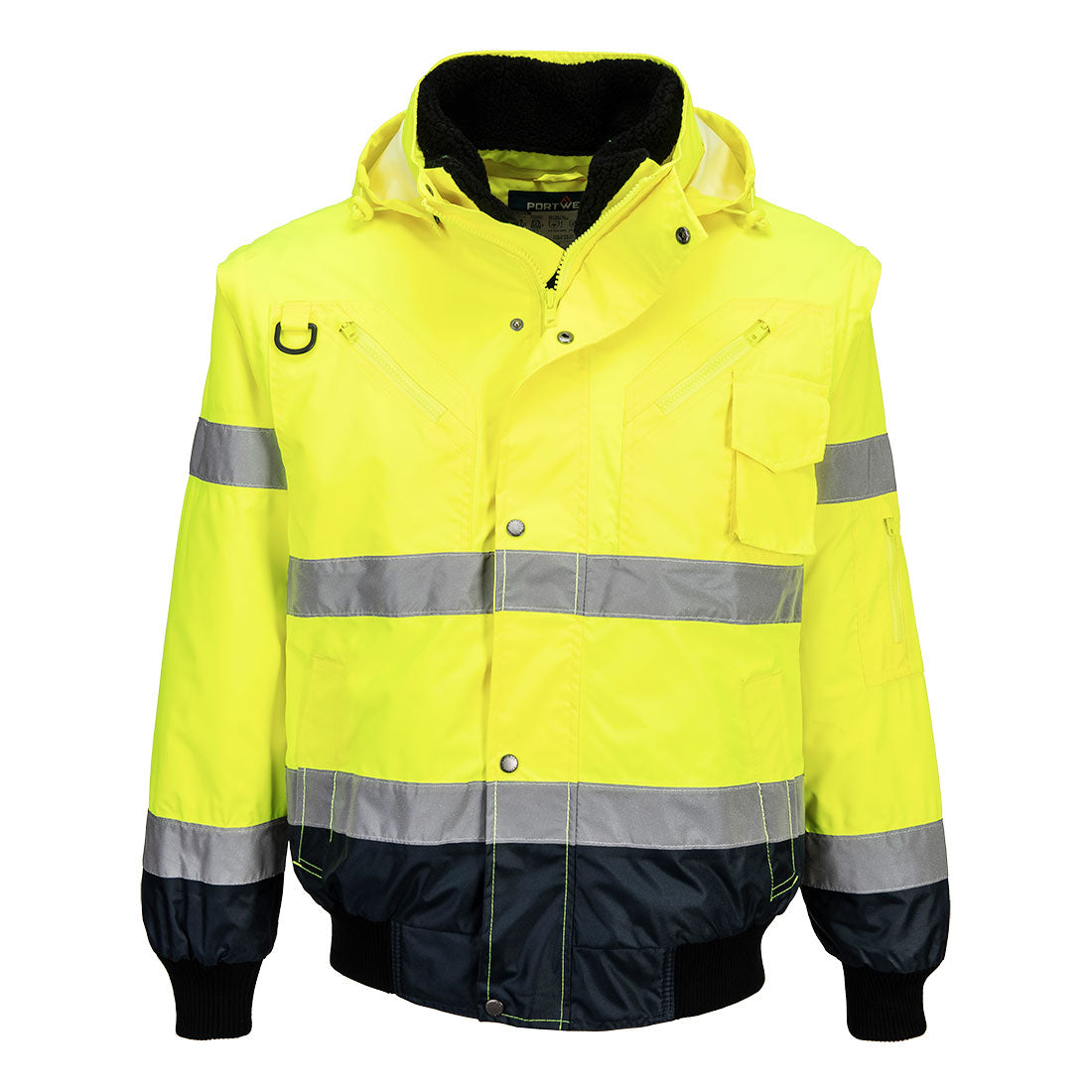 Portwest UC465 Hi-Vis 3-in-1 Contrast Bomber Jacket - Yellow/Navy