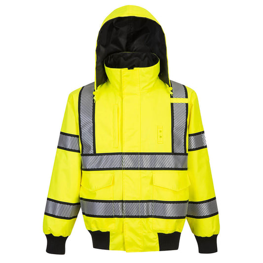 Portwest UH449 Hi-Vis Reversible Bomber Jacket - Yellow/Black, front