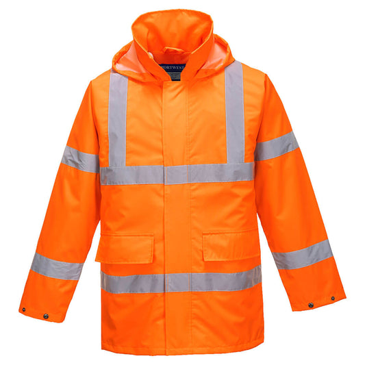 Portwest US160 Hi-Vis Rain Lite Traffic Jacket - Orange, front
