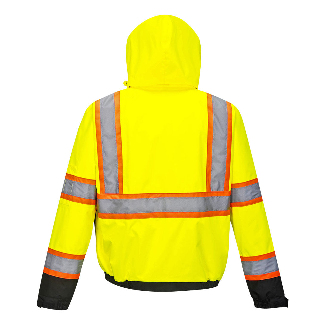 Portwest US367 Hi-Vis 2-in-1 Contrast Tape Bomber Jacket - Yellow/Black, back