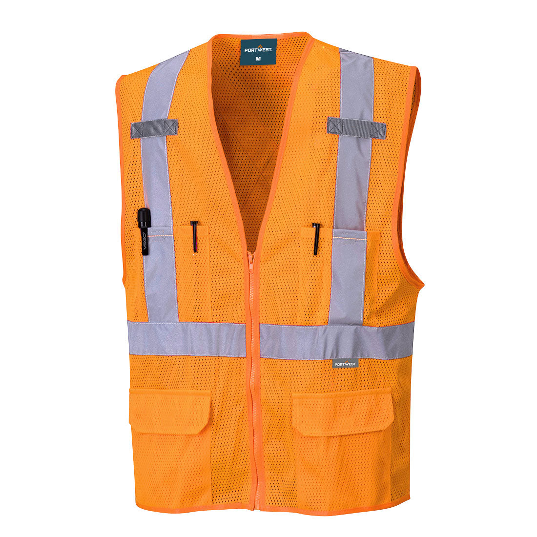 Portwest US370 Atlanta Hi-Vis X Back Executive Vest - Orange, front