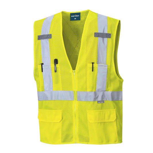 Portwest US370 Atlanta Hi-Vis X Back Executive Vest - Yellow, front