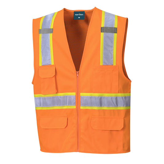 Portwest US372 Jackson Hi-Vis Contrast Executive Vest - Orange, front