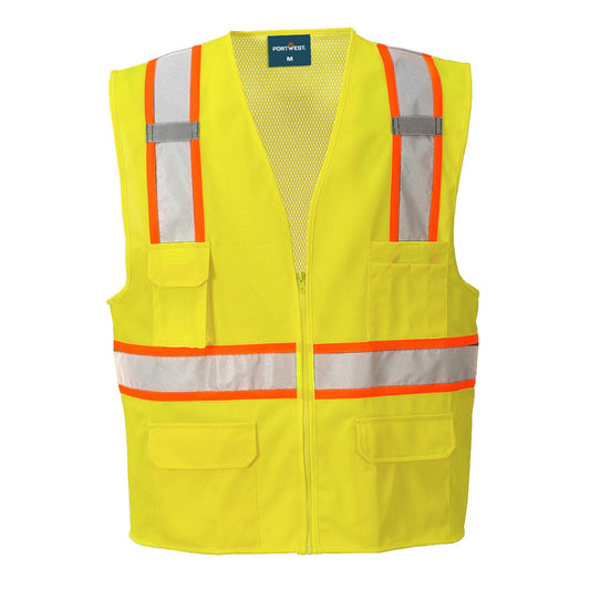 Portwest US372 Jackson Hi-Vis Contrast Executive Vest - Yellow, front