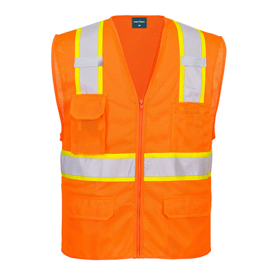 Portwest US374 Orlando Hi-Vis Mesh Executive Vest - Orange, front