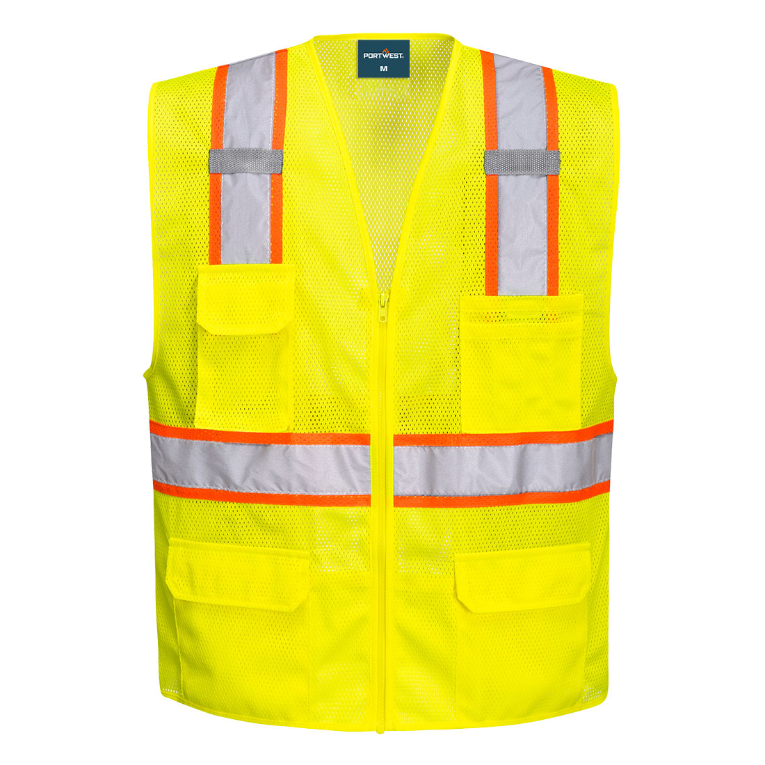 Portwest US374 Orlando Hi-Vis Mesh Executive Vest - Yellow, front