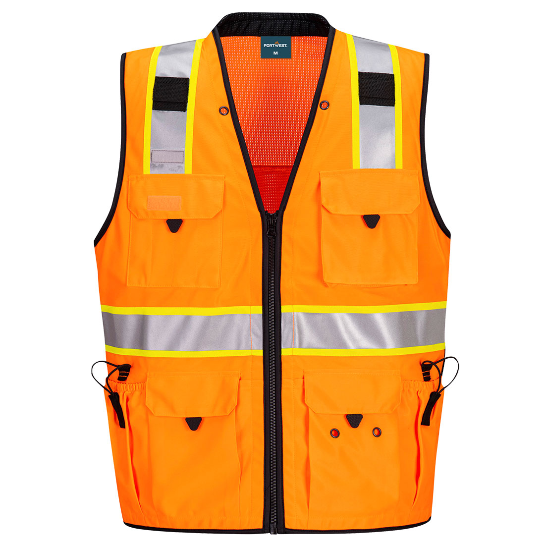 Portwest US376 Hi-Vis Expert Pro Surveyor Vest - Orange/Black, front