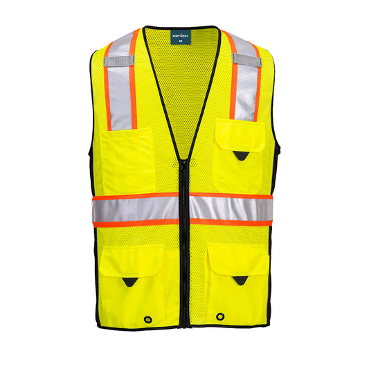 Portwest US377 Hi-Vis Ultra Cool Mesh Surveyor Vest - Yellow/Black, front