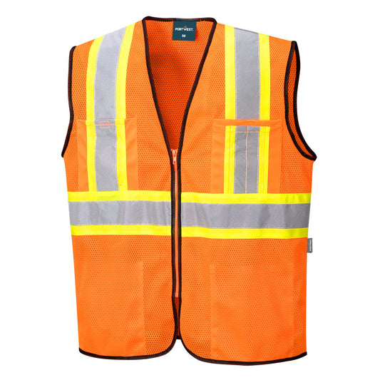 Portwest US381 Frisco Hi-Vis Mesh Executive Vest - Orange, front