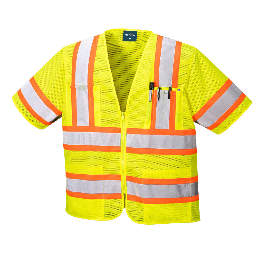 Portwest US383 Augusta Hi-Vis Contrast Mesh Executive Vest S/S - Yellow, front